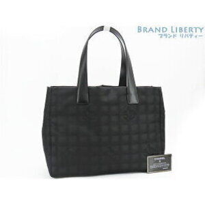 Chanel Travel Line Tote Bag Shoulder Black Nylon Leather